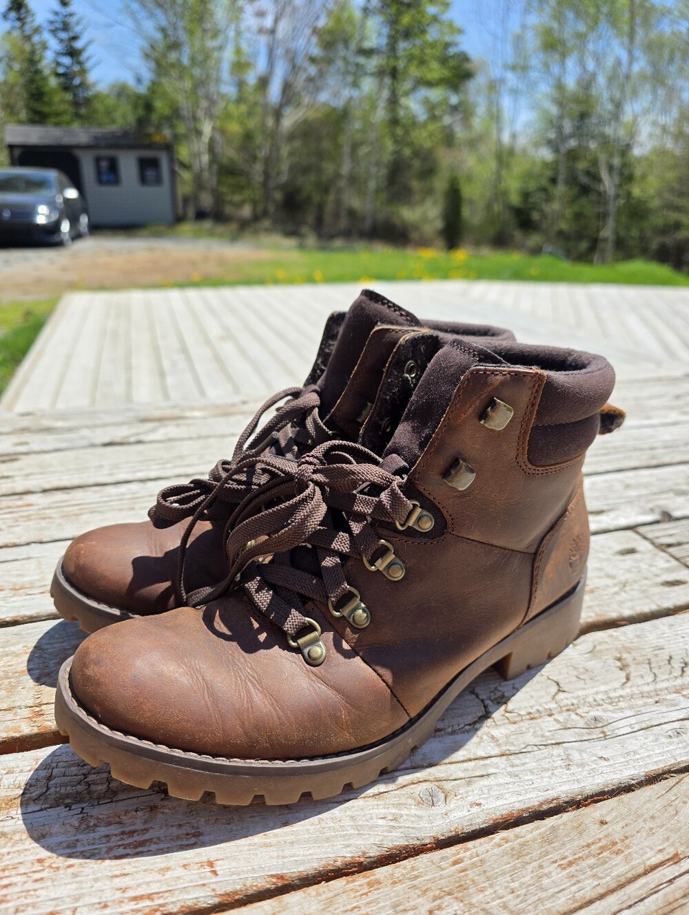Timberland Women's Dark Brown Ankle Combat Boots | Size 7